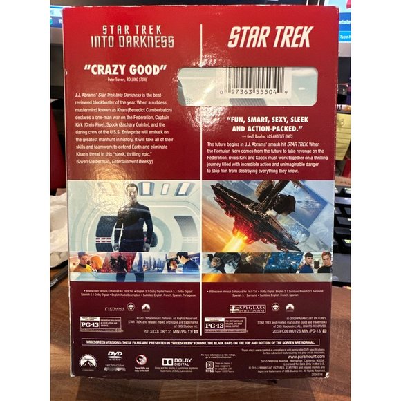 Star Trek Double Feature Into Darkness DVD PG13 Science Fiction Fantasy Chris Pi - Picture 3 of 11